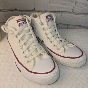 CONVERSE HIGH-TOP WHITE CANVAS CHUCK TAYLOR SNEAKERS KIDS SIZE 6 EUC